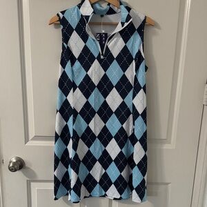 Sleeveless Argyle Mini Dress for Golf & Tennis